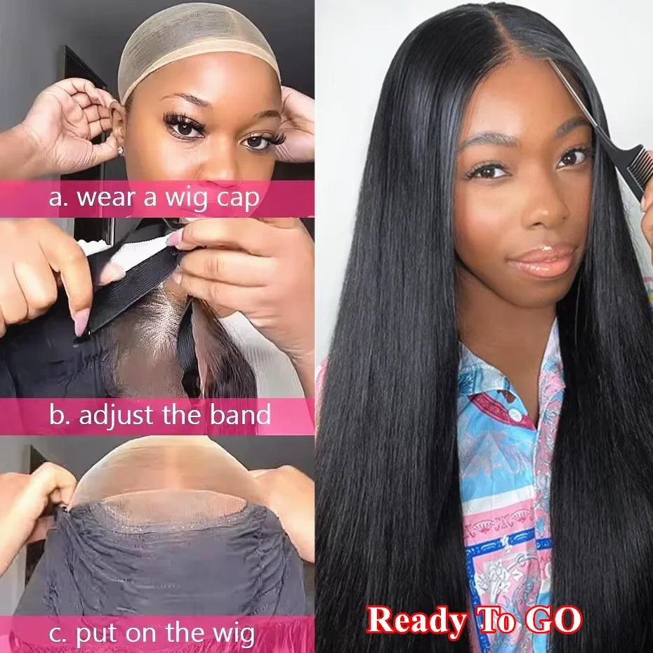 5x5 Glueless Wig Human Hair Ready To Wear Preplucked Pre Cut Glueless Straight Lace  Wig For Women Hair Wig 100% Human Hair