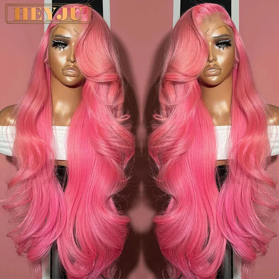 Pink Lace Front Wigs Human Hair Body Wave 13x6 HD Lace Frontal Wig Brazilian Colored Human Hair Wigs 100% 13x4 Loose Wave Wigs