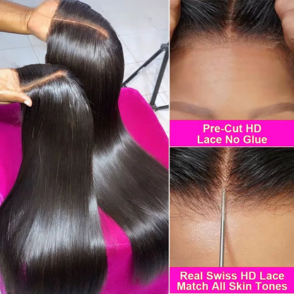 5x5 Glueless Wig Human Hair Ready To Wear Preplucked Pre Cut Glueless Straight Lace  Wig For Women Hair Wig 100% Human Hair