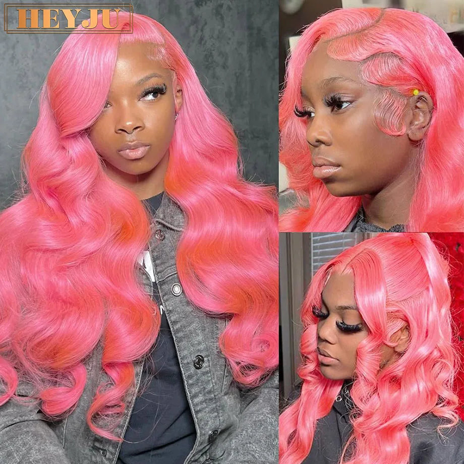 Pink Lace Front Wigs Human Hair Body Wave 13x6 HD Lace Frontal Wig Brazilian Colored Human Hair Wigs 100% 13x4 Loose Wave Wigs