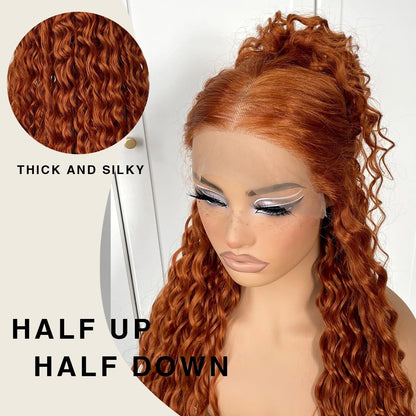 Ginger 250% Density 30 40 Inch Curly Brazilian Hd 13x6 Deep Wave Lace Frontal 13x4 Wig Colored Orange Lace Front Human Hair Wigs