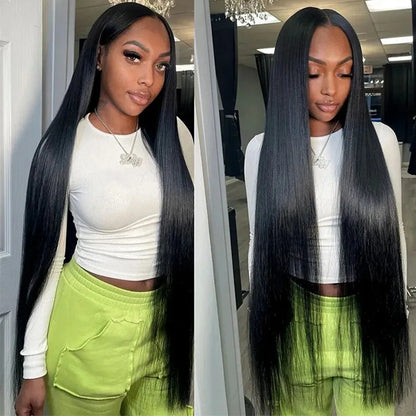 YKB 30 34 Inch Bone Straight Human Hair Bundles 100% Black Indian Hair 3 4 Bundle Deals Raw Remy Double Weft Extensions Weave