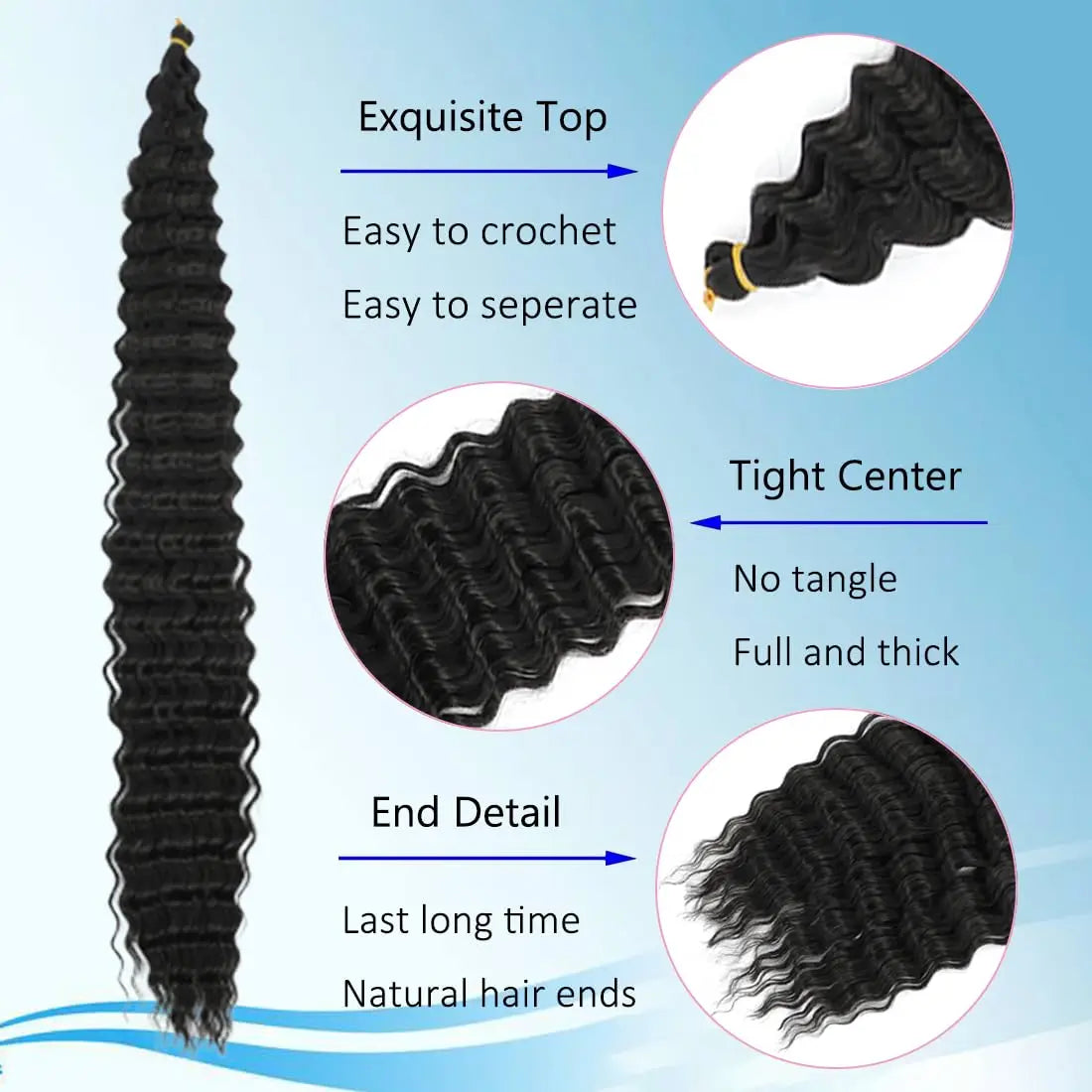 Synthetic Curly Braiding Hair 30 Inch Ocean Wave Crochet Hair for Black Women Long Deep Wave Wet and Wavy Braiding Hair