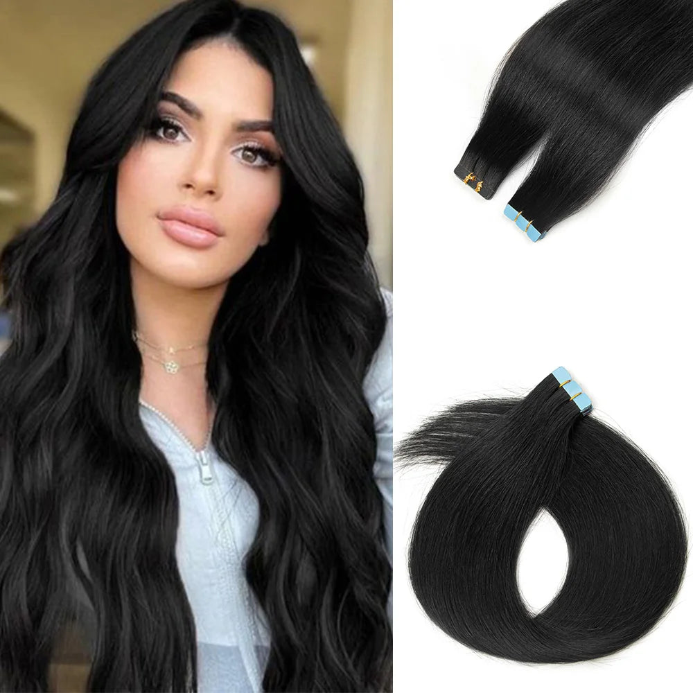 Natural Mini Tape in Human Hair Extensions Double Side Invisible Seamless Straight Black Brown Blonde Tape in Hair 10pcs/set