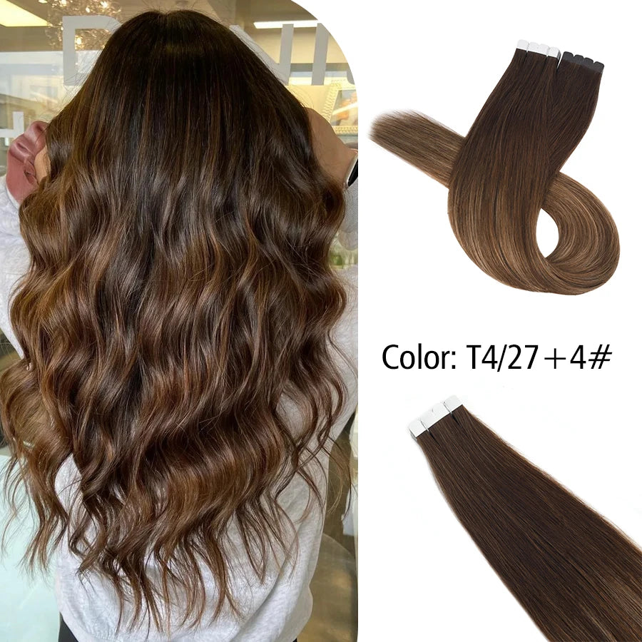 Neitsi Mini Tape In Human Hair Adhesive Extensions Black Brown Blonde Straight Skin Weft 100% Natural Real Mega Hair 16pcs/pack