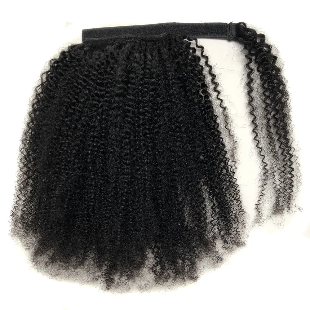 Afro Kinky Curly Ponytail Human Hair Extensions for Black Women Wrap Around 3C 4A Curly Human Hair Ponytail Extension HairPieces