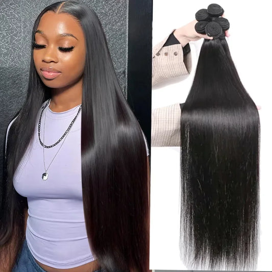 38 40 Inches Natural Color Straight  Wigs Brazilian Hair Bundles 100% Human Hair Bundles Long Remy Hair Extensions 1/3/4 Pieces