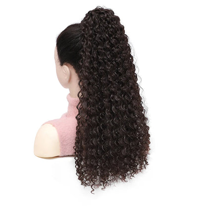 Long Fluffy Curly Hair Ponytail for Women Synthetic Kinky Curly Ponytail Hair Extensions 20 Inch Afro Curly Hairpieces Fake Tail