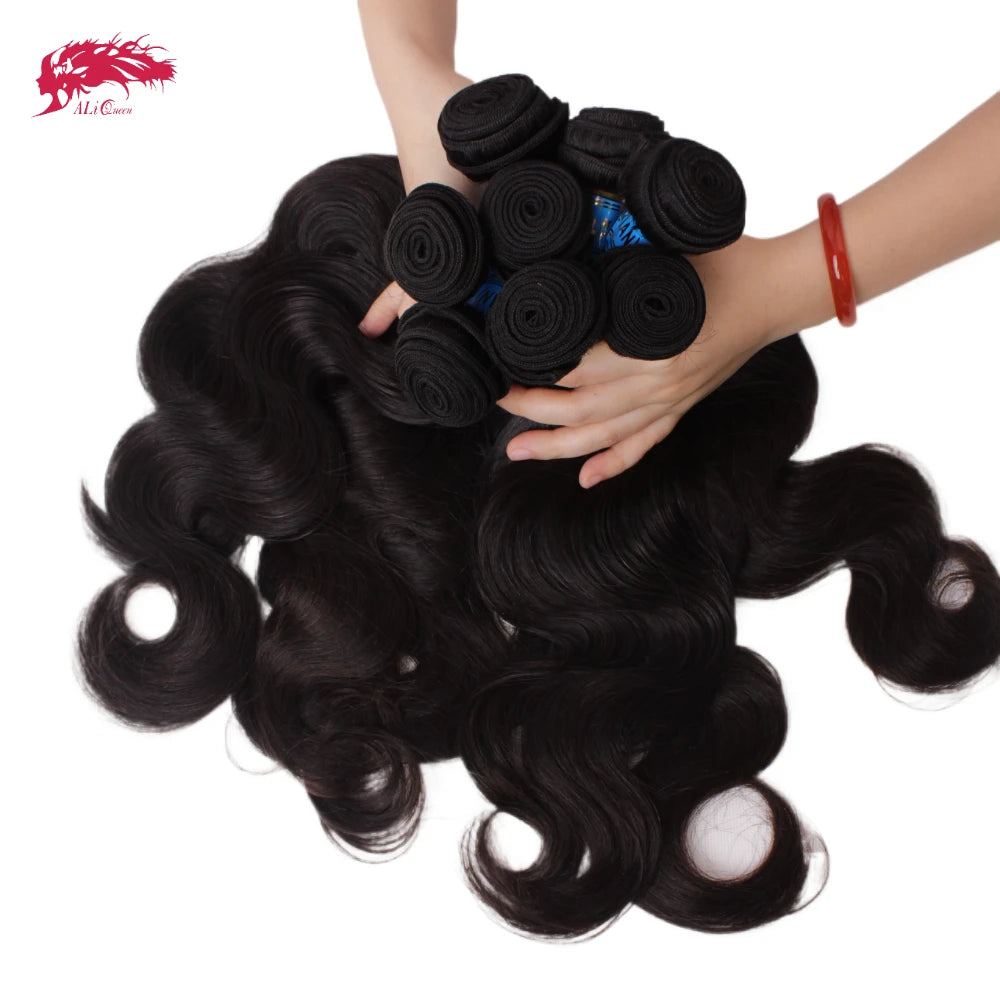 Ali Queen 10A Unprosseded Raw Virgin Hair Bundles 1Pcs Whosales Price 38 40 Inch Brazilian Body Wave Human Hair Weave