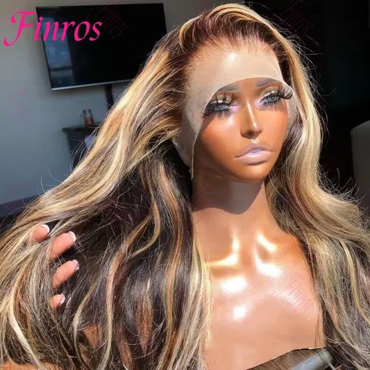 13x6 Hd Transparent Body Wave Lace Front Wig Colored Highlight Human Hair Wigs For Women Brazilian 4/27 Blonde Pre Plucked Wigs