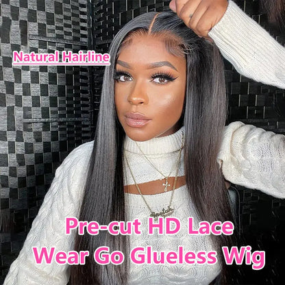 Glueless Wear and Go Bone Straight Lace Front Wigs 4x4 5x5 Pre-Cut Lace Wig Human Hair Ready To Wear Lace Closure Wig For Women