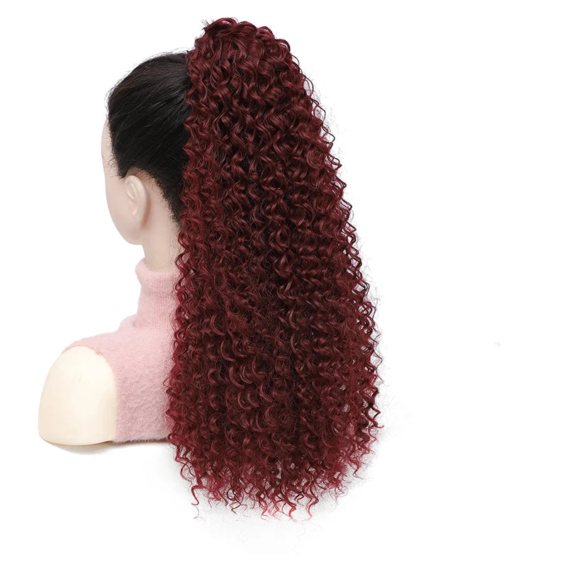 Long Fluffy Curly Hair Ponytail for Women Synthetic Kinky Curly Ponytail Hair Extensions 20 Inch Afro Curly Hairpieces Fake Tail