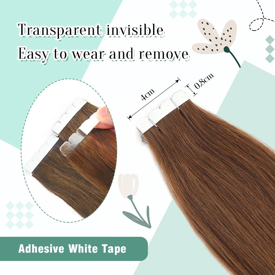 Neitsi Mini Tape In Human Hair Adhesive Extensions Black Brown Blonde Straight Skin Weft 100% Natural Real Mega Hair 16pcs/pack