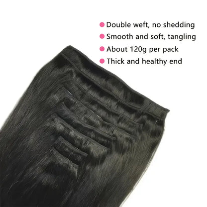 20-24inch Clip in Hair Extensions Real Human Hair Straight 100% Brazilian Remy Human Hair Clip in Hair Extensions