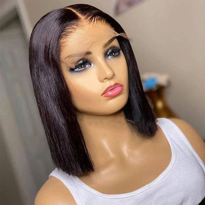 Brazilian 13*4 Lace Front Wig Short Human Hair Wigs Remy Hair 4*4 Lace Short Bob Straight Wig Wigs for Women Swiss Lace QT Hair