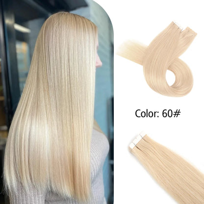 Neitsi Mini Tape In Human Hair Adhesive Extensions Black Brown Blonde Straight Skin Weft 100% Natural Real Mega Hair 16pcs/pack