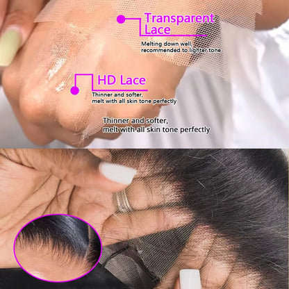 13x4 13x6 Transparent Lace Frontal Wigs Straight Human Hair 200 Density P4/27 Highlight Colored Lace Front Human Hair Wigs