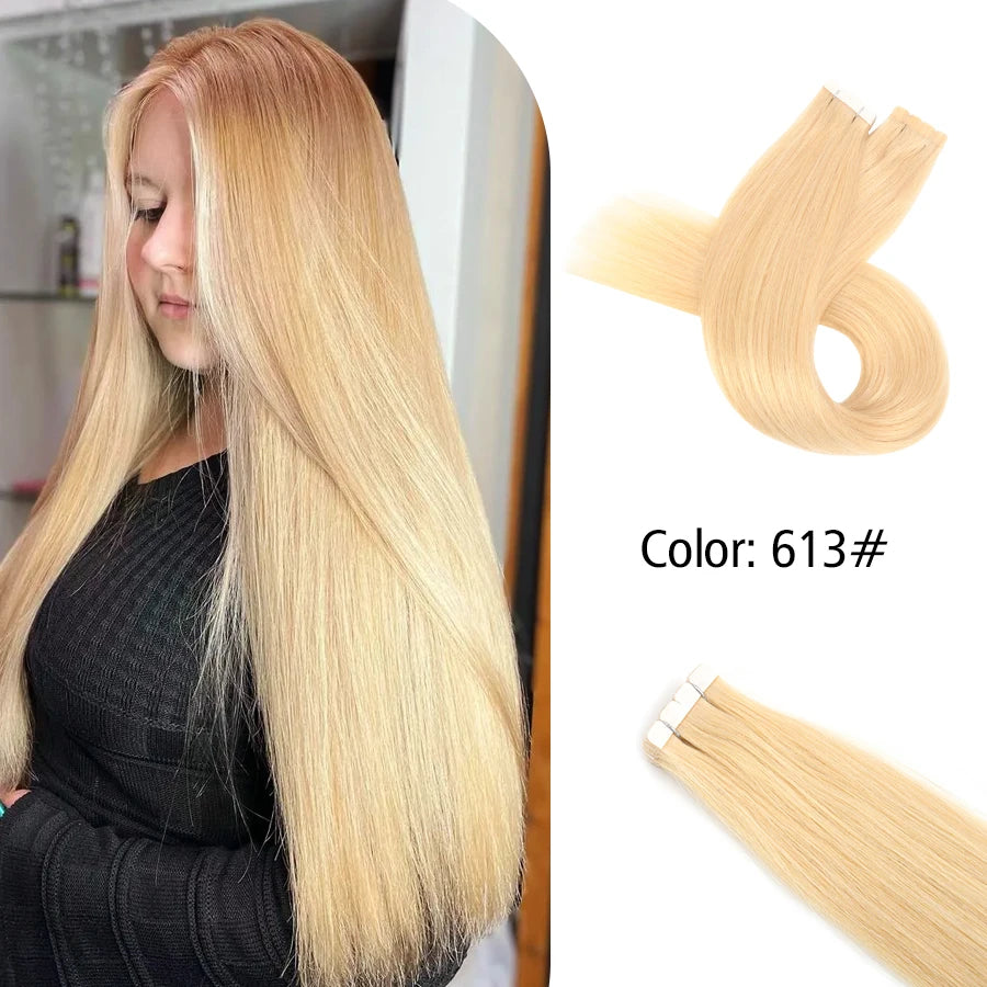 Neitsi Mini Tape In Human Hair Adhesive Extensions Black Brown Blonde Straight Skin Weft 100% Natural Real Mega Hair 16pcs/pack