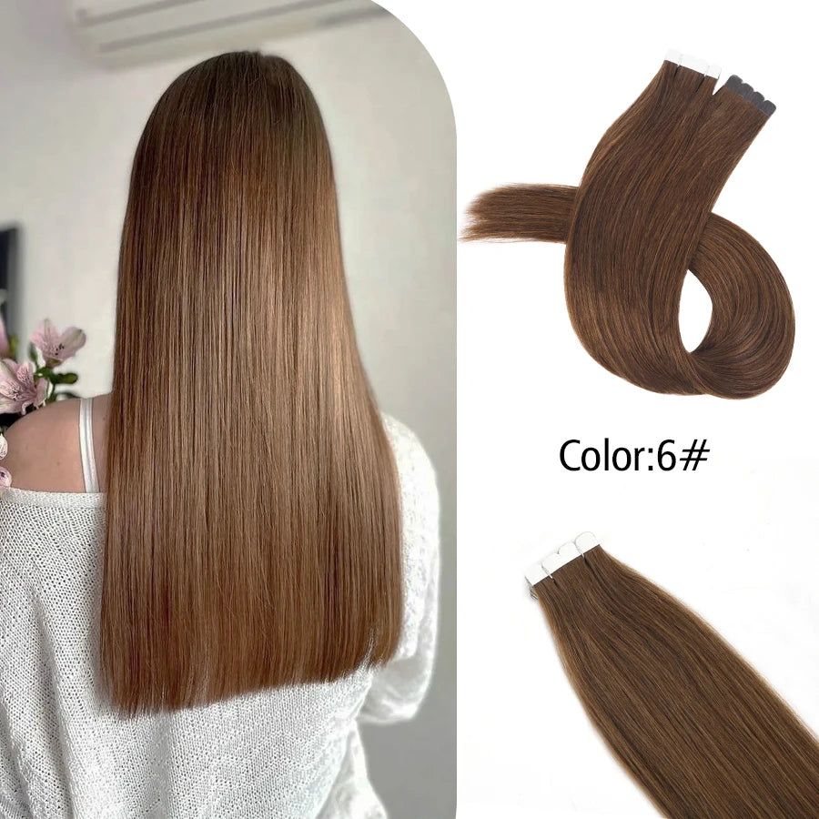 Neitsi Mini Tape In Human Hair Adhesive Extensions Black Brown Blonde Straight Skin Weft 100% Natural Real Mega Hair 16pcs/pack