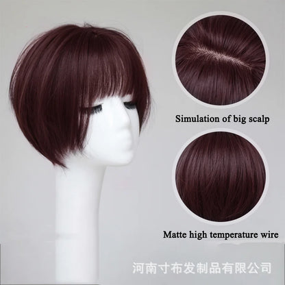 BEAUTYCODE Synthetic Straight Bob Hair Wig for Women  Short Wigs with Bangs Heat Resistant Dark Brown Hair Cosplay Wig