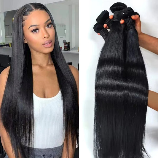 16A Straight Human Hair Bundles Brazilian 100% Human Hair Bone 3/4/5 Bundles Remy Extensions Double Weft Braiding Hair