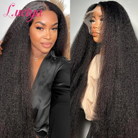 Kinky Straight Human Hair Wigs Ready To Wear 13x4/13x6 HD Lace Front Human Hair Wigs Yaki Frontal Lace Wig 5x5 Lace Closure Wigs