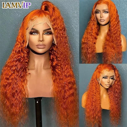 Orange Ginger Lace Front Wig Human Hair Curly Lace Front Human Hair Wig Glueless Deep Wave 13x4 13x6 Hd Lace Frontal Wig On Sale