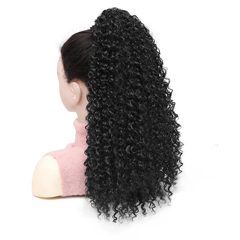 Long Fluffy Curly Hair Ponytail for Women Synthetic Kinky Curly Ponytail Hair Extensions 20 Inch Afro Curly Hairpieces Fake Tail