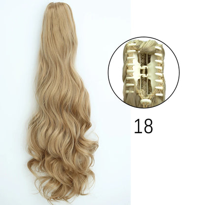 Synthetic Long Straight Claw Clip On Ponytail Hair Extensions 24Inch Heat Resistant Pony Tail Hair piece For Women Daily Party