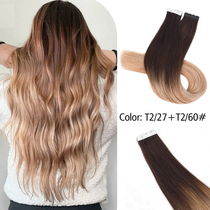 Neitsi Mini Tape In Human Hair Adhesive Extensions Black Brown Blonde Straight Skin Weft 100% Natural Real Mega Hair 16pcs/pack