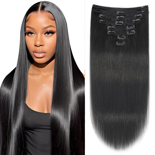 20-24inch Clip in Hair Extensions Real Human Hair Straight 100% Brazilian Remy Human Hair Clip in Hair Extensions