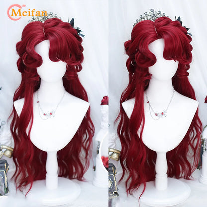 MEIFAN Synthetic Long Straight Lolita Wig with Bangs Wig Girl Cute Ombre Pink Blonde Black Cosplay Party Halloween Harajuku Wig