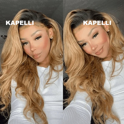 Ombre Blonde Body Wave 3 4 Bundles Colored Brazilian Remy 100% Unprocessed Human Hair Wavy Doule Drawn Bundles Weave Extensions