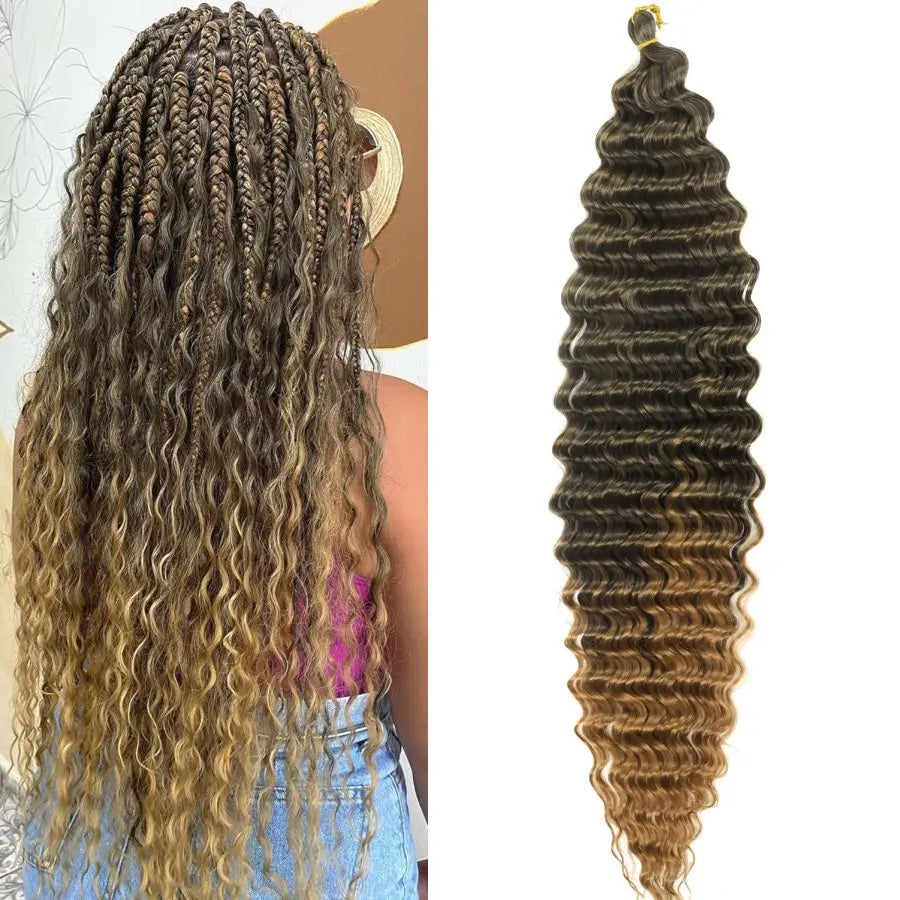 Synthetic Curly Braiding Hair 30 Inch Ocean Wave Crochet Hair for Black Women Long Deep Wave Wet and Wavy Braiding Hair