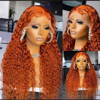 Ginger 250% Density 30 40 Inch Curly Brazilian Hd 13x6 Deep Wave Lace Frontal 13x4 Wig Colored Orange Lace Front Human Hair Wigs