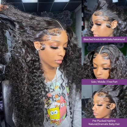 13x6 Hd Lace Frontal Wig Deep Wave 250 Density Curly Human Hair 100% Preplucked Water Wave Front Wigs For Black Women Brazilian