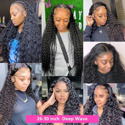 13x6 Hd Water Wave 40 Inch Curly Wave Human Hair Lace Frontal Wigs Black Brazilian 100% Cheap On Sale Clearance For Women Choice