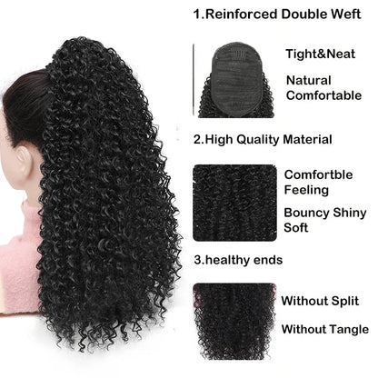 Long Fluffy Curly Hair Ponytail for Women Synthetic Kinky Curly Ponytail Hair Extensions 20 Inch Afro Curly Hairpieces Fake Tail