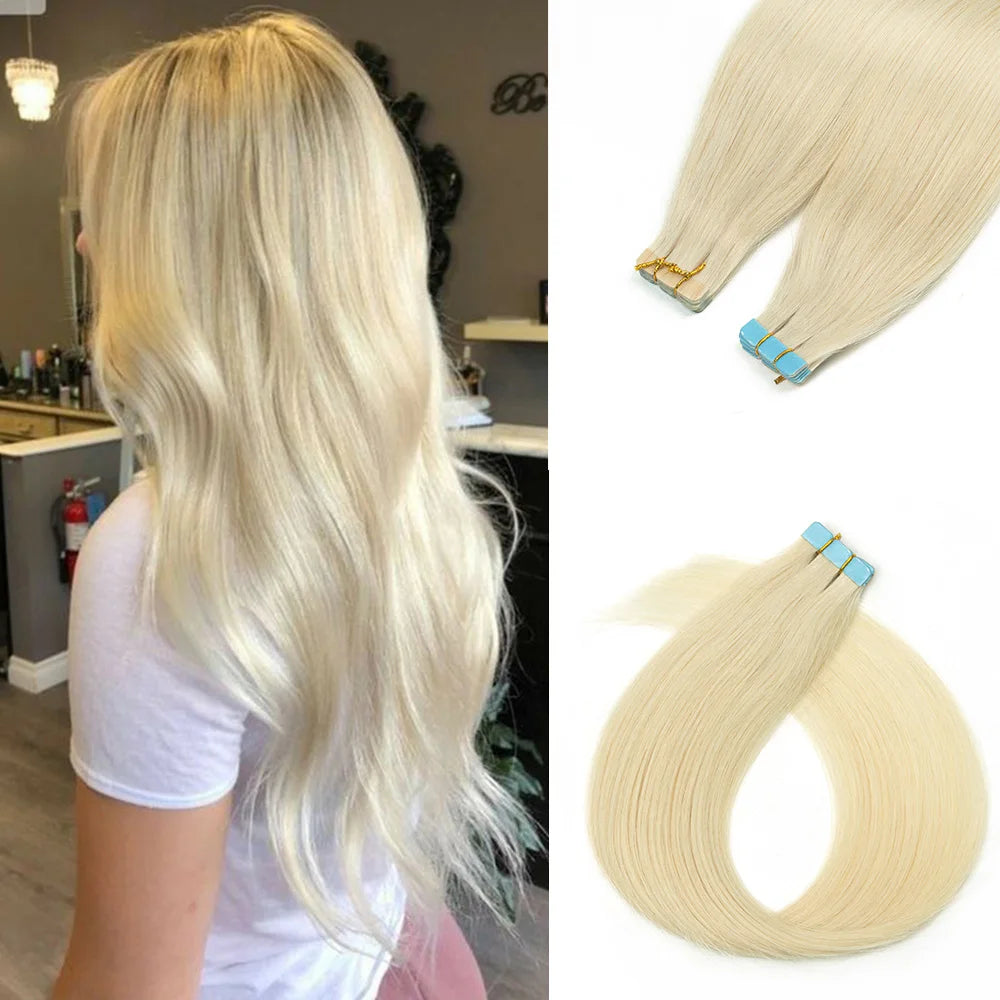 Natural Mini Tape in Human Hair Extensions Double Side Invisible Seamless Straight Black Brown Blonde Tape in Hair 10pcs/set