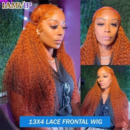 Orange Ginger Lace Front Wig Human Hair Curly Lace Front Human Hair Wig Glueless Deep Wave 13x4 13x6 Hd Lace Frontal Wig On Sale