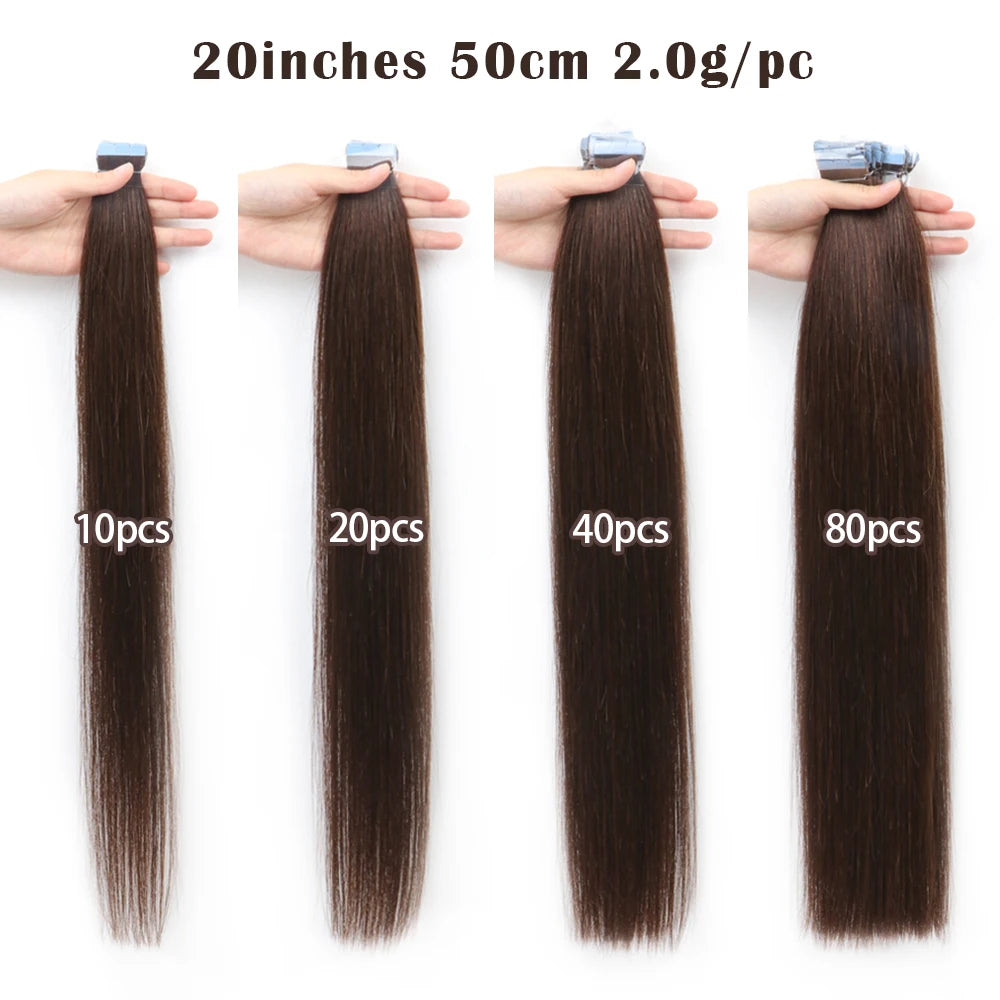 Natural Mini Tape in Human Hair Extensions Double Side Invisible Seamless Straight Black Brown Blonde Tape in Hair 10pcs/set