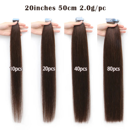 Natural Mini Tape in Human Hair Extensions Double Side Invisible Seamless Straight Black Brown Blonde Tape in Hair 10pcs/set