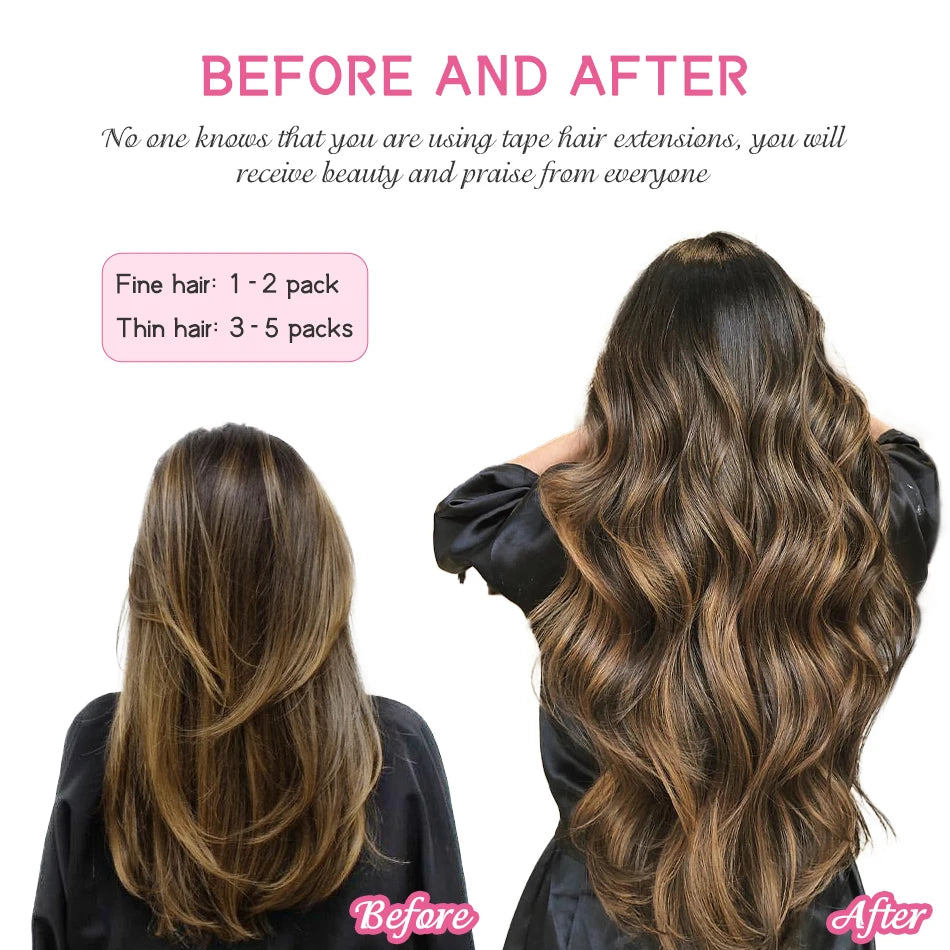 PLADIO Tape in Hair Extensions Human Hair Highlight Seamless Double Side Skin Weft PU Invisible Tape Ins Remy Virgin Hair 14-22"