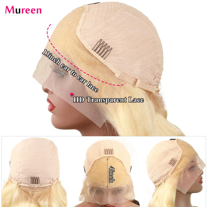 613 Blonde HD Lace Frontal Wig Brazilian Straight 13x6 Human Hair Wigs Transparent Lace Front for Natural Look