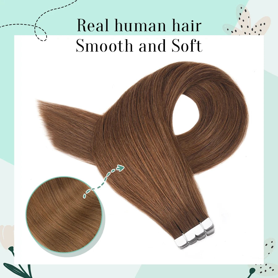 Neitsi Mini Tape In Human Hair Adhesive Extensions Black Brown Blonde Straight Skin Weft 100% Natural Real Mega Hair 16pcs/pack