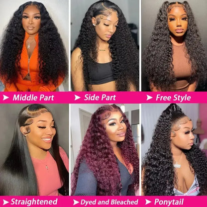 13x6 Hd Lace Frontal Wig Deep Wave 250 Density Curly Human Hair 100% Preplucked Water Wave Front Wigs For Black Women Brazilian