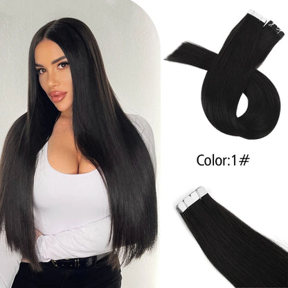 Neitsi Mini Tape In Human Hair Adhesive Extensions Black Brown Blonde Straight Skin Weft 100% Natural Real Mega Hair 16pcs/pack