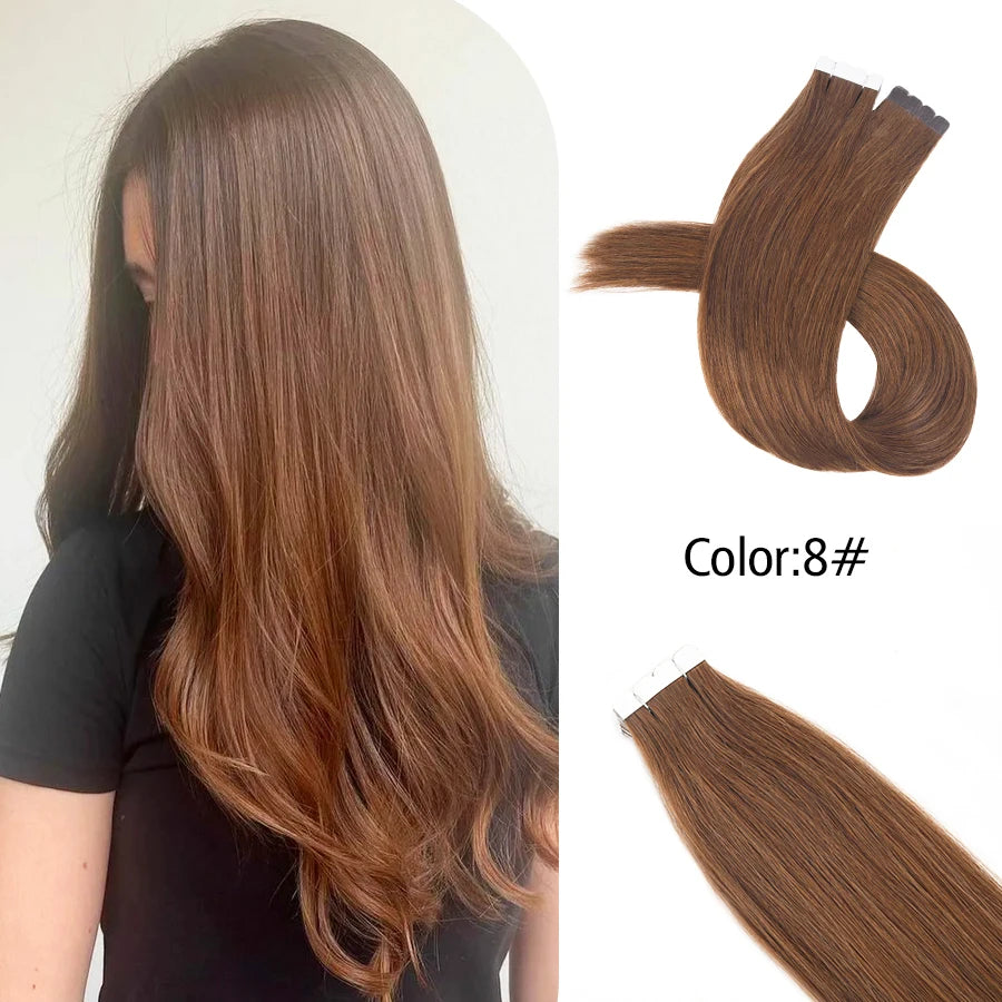 Neitsi Mini Tape In Human Hair Adhesive Extensions Black Brown Blonde Straight Skin Weft 100% Natural Real Mega Hair 16pcs/pack