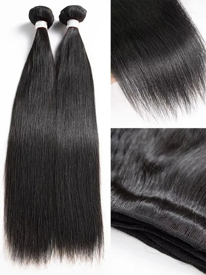 Rosabeauty Hair Straight 28 30 32 40 Inch Lace Closure 100% Natural Human Hair Bundles Deal Brazilian Remy Hair For Women