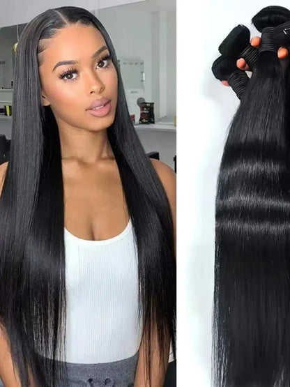 16A Straight Human Hair Bundles Brazilian 100% Human Hair Bone 3/4/5 Bundles Remy Extensions Double Weft Braiding Hair